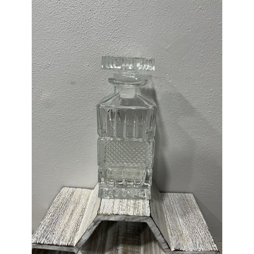 Bohemia Crystal Brittany Whiskey Decanter Square Diamond Cut 700ml Czech Glass
